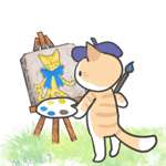 99px.ru аватар Кот- художник у мольберта рисует кота с голубым бантиком на шее