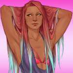 99px.ru аватар Девушка с длинными розово-голубыми волосами, by Merwild