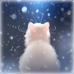 99px.ru аватар Белый котенок сидит под падающим снегом, by Apofiss