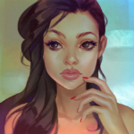 Аватар Темноволосая девушка держит руку у лица, by Lagunaya