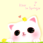 Аватар Белый котенок и два цыпленка (Kitty in Spring)