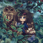 99px.ru аватар Девочка с совой и мышкой на дереве, by Hazelharpy