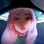 99px.ru аватар Девушка в шляпе с изображением облачного неба стоит под дождем