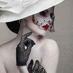 99px.ru аватар Гламурная девушка в шляпе с вуалью и перчатках