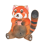 99px.ru аватар Красная панда пьет горячий чай