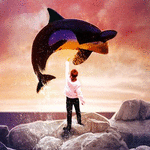 99px.ru аватар Девочка протянула руку к дельфину на небе