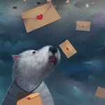 99px.ru аватар Пес смотрит на падающие конверты с сердеком