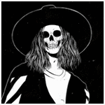 99px.ru аватар Девушка с головой скелета в шляпе