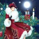 99px.ru аватар Девушка в новогоднем наряде у елки на фоне светящейся луны