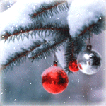99px.ru аватар Новогодние шарики висят на заснеженной еловой ветке
