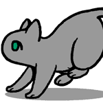 99px.ru аватар Бегущий серый кот с зелеными глазами, by BakaMichi