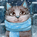 99px.ru аватар Кошка с голубым шарфом