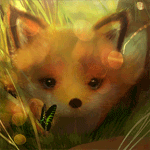 99px.ru аватар Маленький лисенок сидит в траве, by Cursedapple