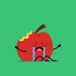 99px.ru аватар Плачущее надкушенное яблоко на зеленом фоне, by KellerAC