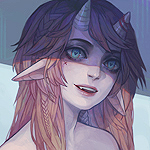 Аватар Тень падает на лицо девушки-демона, by mintosoko
