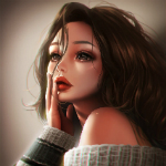 Аватар Девушка в сером свитере держит руку у лица, by mollyillusion