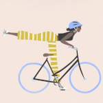 Аватар Девушка в шлеме едет на велосипеде откинув назад одну ногу