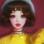 Аватар Девушка в желтом свитере с подвеской в виде сердечка на шее, by mollyillusion
