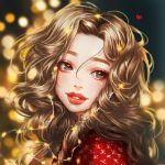 Аватар Светловолосая девушка в красном свитере с гирляндой в волосах, by mollyillusion