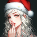 99px.ru аватар Девушка в новогодней шапке держит руку у лица, by mollyillusion