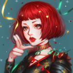 99px.ru аватар Девушка с красными волосами в черном платье, by mollyillusion