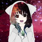 99px.ru аватар Девочка в белой куртке с капюшоном с ушками на фоне космоса