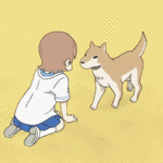 99px.ru аватар Собака кладет лапу на плече Юко Айой / Yuuko Aioi из аниме Мелочи жизни / Nichijou