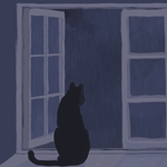 Аватар Кошка сидит на окне, за которым идет дождь, by blackthesa