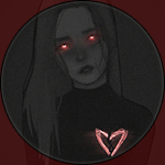 Аватар Портрет девушки с горящими красными глазами и разбитым сердцем