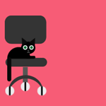 99px.ru аватар Черный кот катается на кресле с колесиками, на розовом фоне