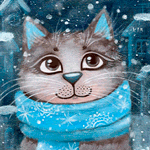 99px.ru аватар Кот в шарфе под снегом