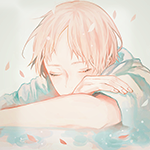 Аватар Такаши Нацумэ / Takashi Natsume из аниме Тетрадь дружбы Нацумэ / Natsume Yuujinchou спит, положив голову на руки, среди падающих лепестков сакуры