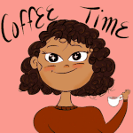 99px.ru аватар Девушка с чашкой кофе моргает (coffee time / время кофе)