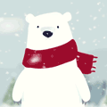 99px.ru аватар Белый мишка с красным шарфом под снегопадом