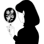 99px.ru аватар Девушка смотрит в зеркальце и видит там цветы