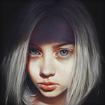 Аватар Белокурая голубоглазая девушка в полумраке, by ElenaSai