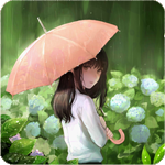 99px.ru аватар Девушка с зонтом под дождем на фоне гортензий