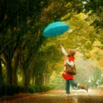99px.ru аватар Девушка с зонтом стоит на дороге под осенним дождем