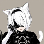 Аватар YoRHa №2 тип B из игры NieR: Automata с кошачьими ушками и хвостом