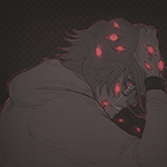 99px.ru аватар Плачущий парень со множеством светящихся красных глаз держится рукой за голову