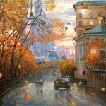 99px.ru аватар Движение автомобилей по улице осеннего города под листопадом