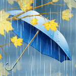 99px.ru аватар Синий зонт рядом с осенними листьями под дождем
