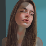 99px.ru аватар Длинноволосая девушка с закрытыми глазами, art by GreenTeaMelody