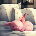 99px.ru аватар Свинка спит на постели, by Markovkina