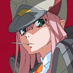 99px.ru аватар Zero Two / Зеро Ту с леденцом во рту из аниме Darling in the FranXX / Милый во Франкcе
