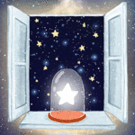 99px.ru аватар На окне стоит баночка с звездой на фоне ночного неба со звездами, by Maoi