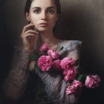 99px.ru аватар Девушка с розовыми розами, by MariaBabintseva