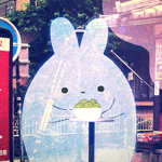 Аватар Белый пухлый кролик ест лапшу на городской улице, by yoyothericecorpse