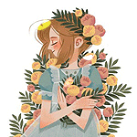 99px.ru аватар Девушка в венке с букетом цветов и бабочки