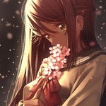 Аватар Рико Сакураучи / Riko Sakurauchi из аниме Живая Любовь! Сияние / love Live Sunshine в школьной форме с веточкой сакуры в руках